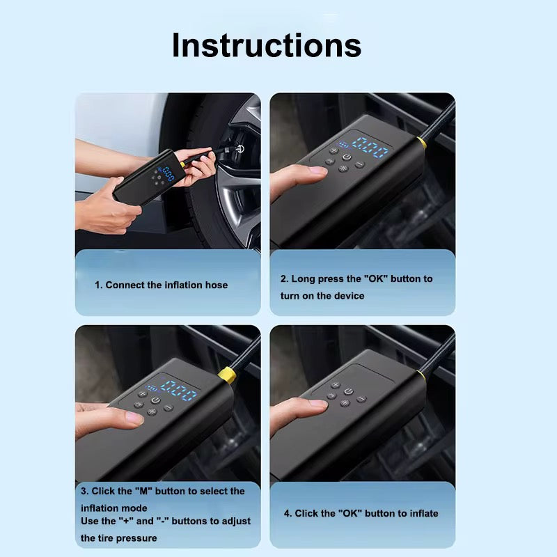 Gonfleur de Pneus Électrique Numérique Automatique
4500 mAh 19 mm Sans Fil 150 psi Compresseur pour
Voiture Vélo Ballons