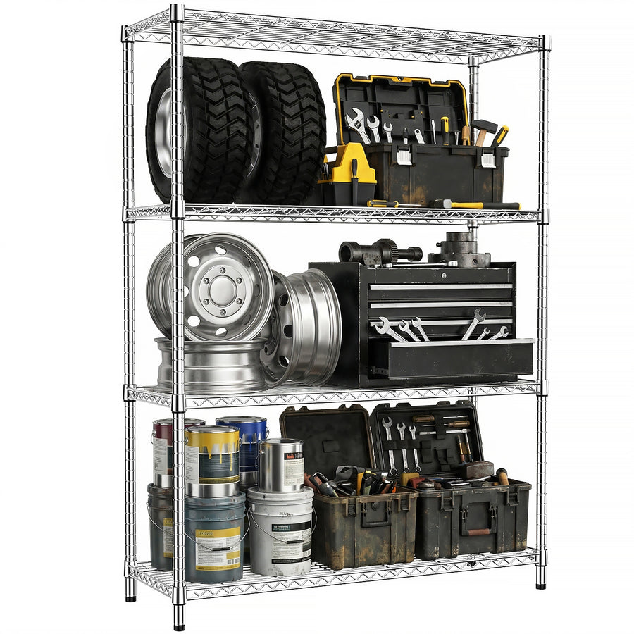 Étagère Métallique 4 Niveaux 635 kg – Rangement Garage & Cuisine Ajustable | Smaartsphere